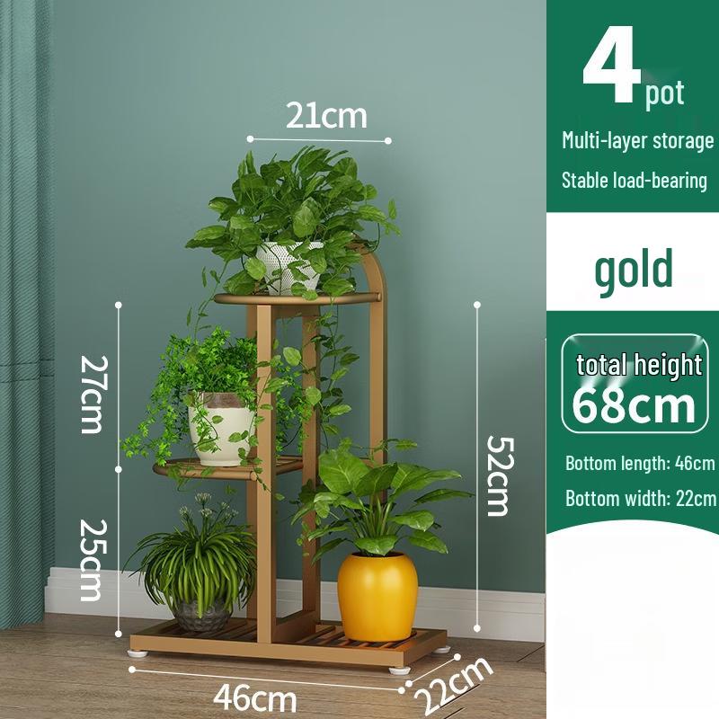 Light Luxury Gold 3-Tier Iron Flower Stand