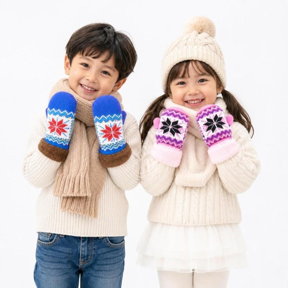 Windproof Kids Winter Gloves Coldproof Baby Gloves Cute Knitted Gloves  Outdoor