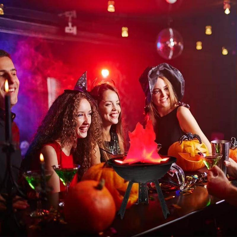 3D LED Fake Fire Flames Effect Light, Halloween Christmas Party Decorations Holiday Supplies for Bar, Stage