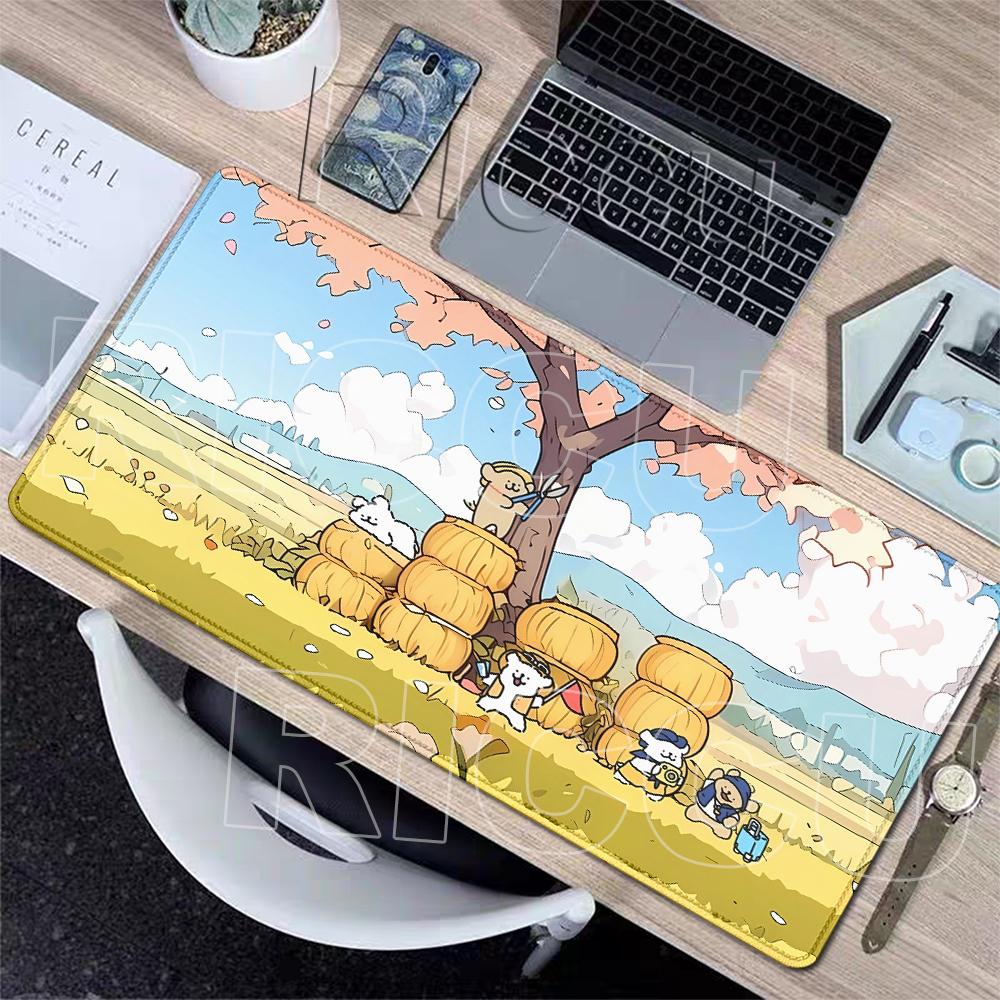 Kawaii Vonal Kutyás Egérpad Nagy Játékos PC Számítógép Játékos Billentyűzet Zárt Szélű Szőnyegek Puha Gumi Szőnyegek Csúszásmentes Szőnyeg Ingyenes Szállítás