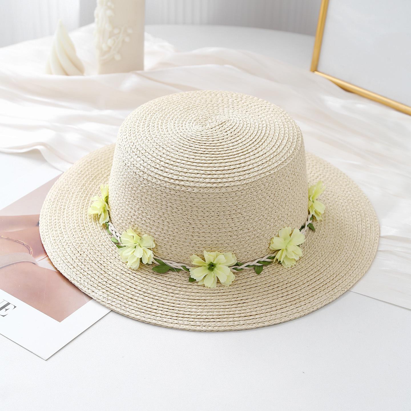 

Spring Summer French Countryside Floral Vine Yellow Wreath Straw Hat Daily Chic Beach Hat Vacation Travel Sun Hat 56-58cm белый