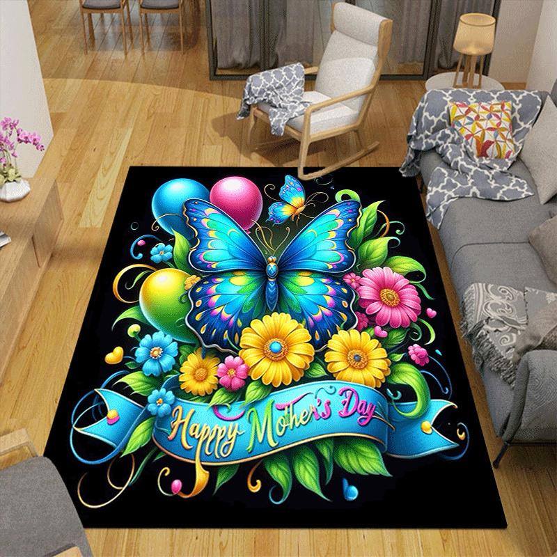 1pc Happy Mother's Day Print, Design Indoor Area Rug, Soft, Anti-Slip, and Durable Gaming Room Decor for Bedroom, Living Room, and Exercise