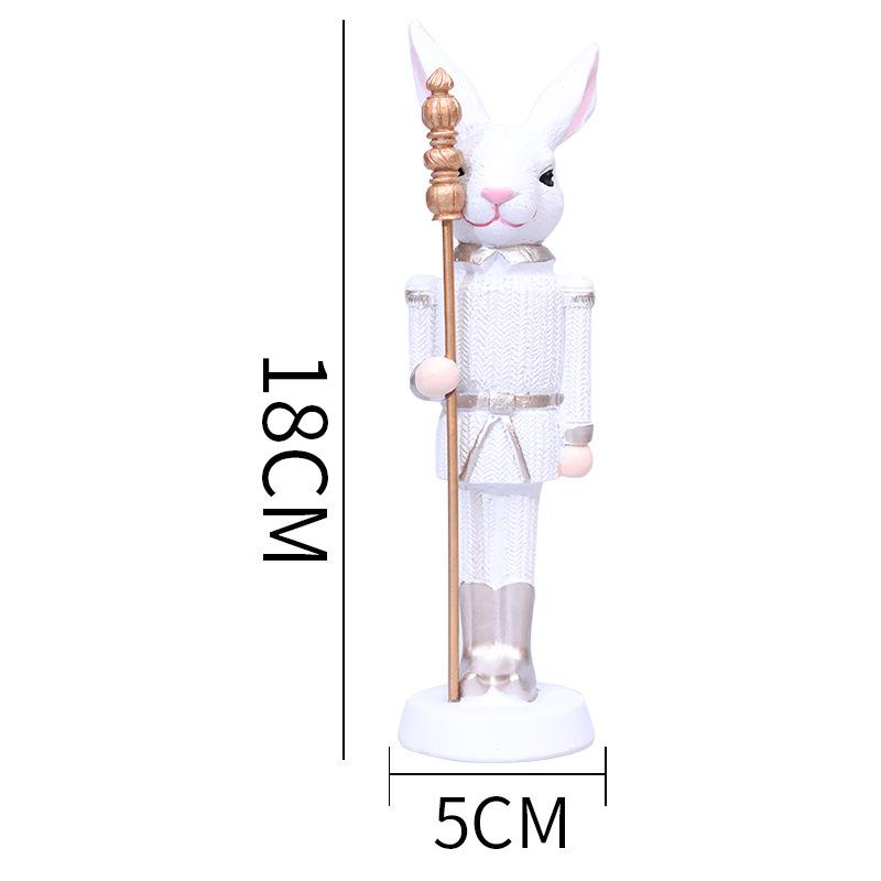 Resin Bunny Decor Easter Desk Statue Rabbit with Scepter Resin Rabbit Animal Sculpture Spring Creative Tabletop Ornaments for