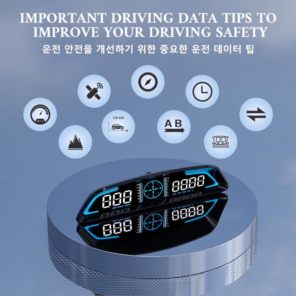 ZQKJ G3 GPS HUD Auto Speedometer Head Up Display Car Smart Digital Alarm Reminder Meter Electronics Accessories for All Cars