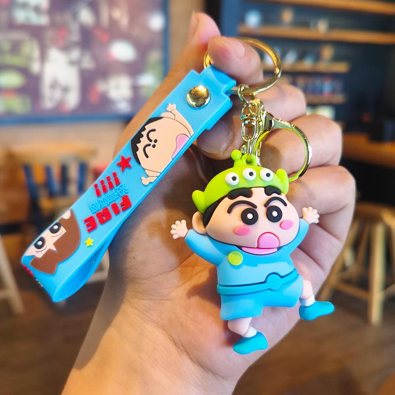 New Anime Crayon Shin-chan Kawaii Q Version Cos Cross Dress Funny Figure PVC Model Toys Doll Couple Keychain Gifts