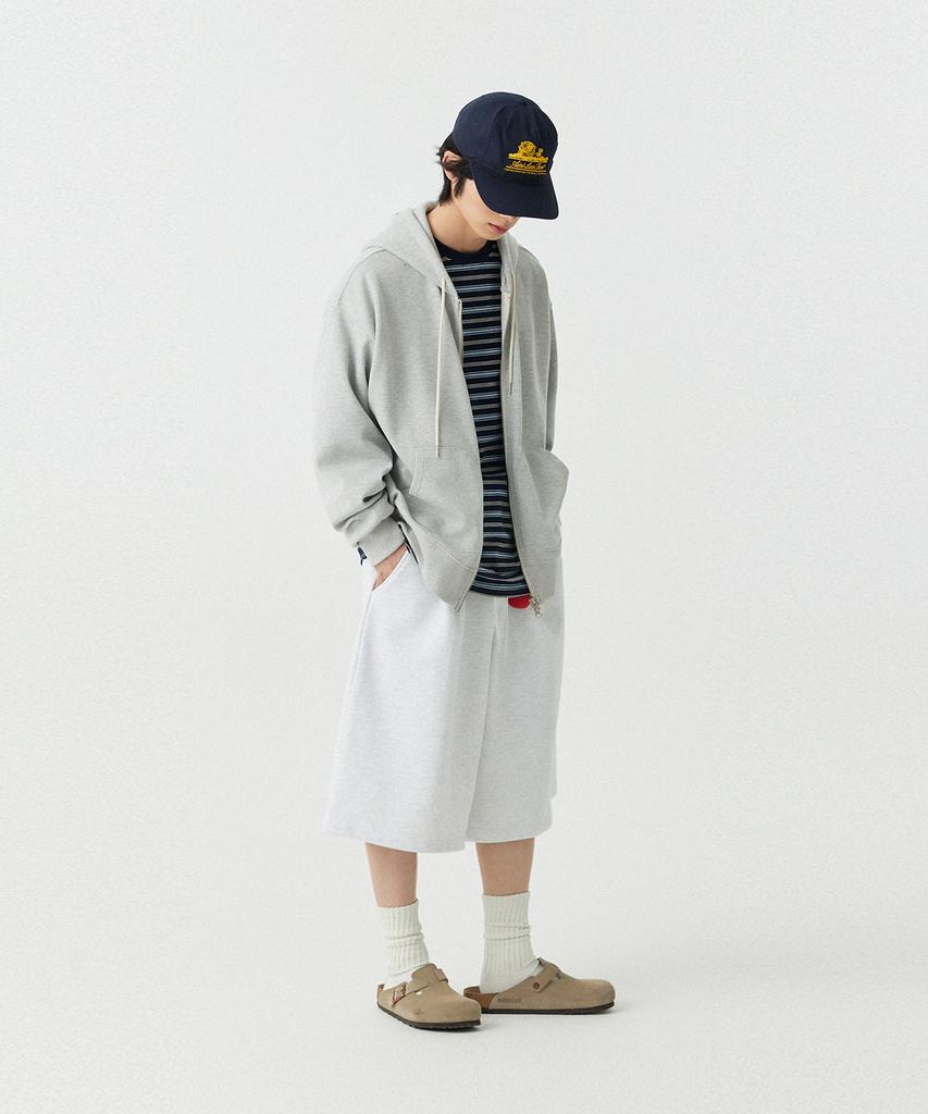 STENDS [M~4Xl] Belt Loop Oversized Sweat Shorts_White Melange