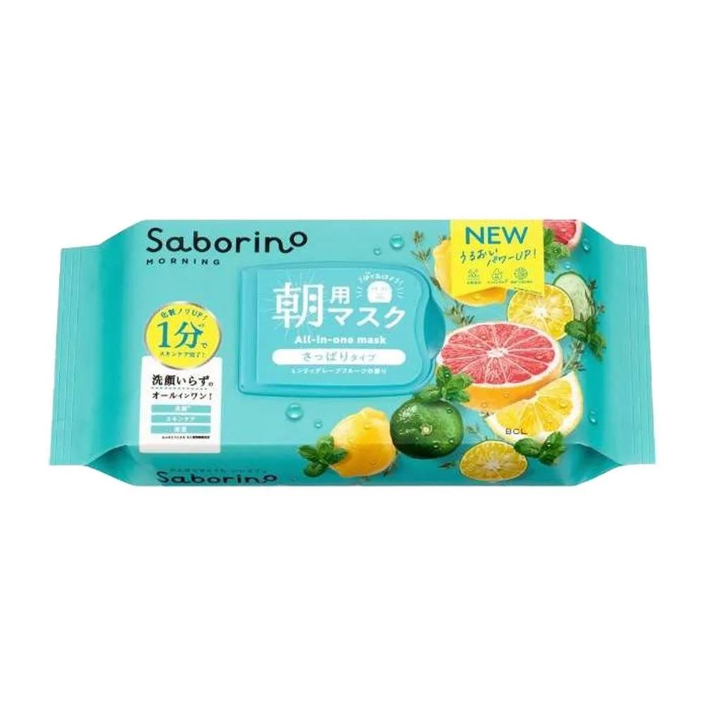 SABORINO Morning Refreshing Type Mask, 32 Sheets, Minty Grapefruit Scent