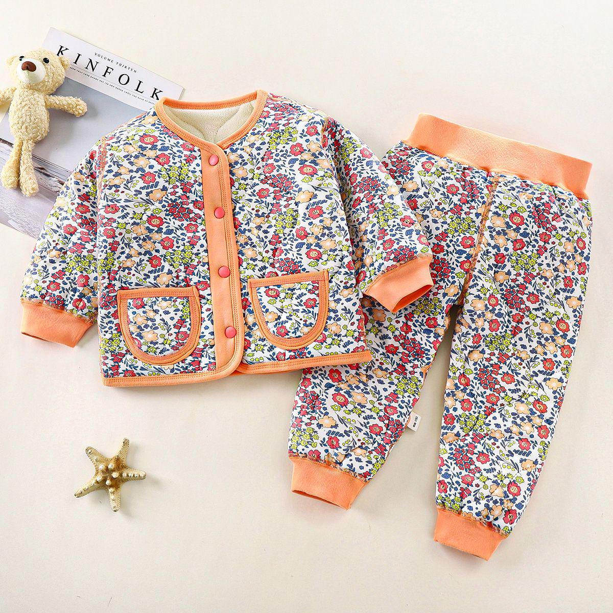 

Красный детский флисовый стеганый комплект верхней одежды - Зима/Осень Height 70-80cm