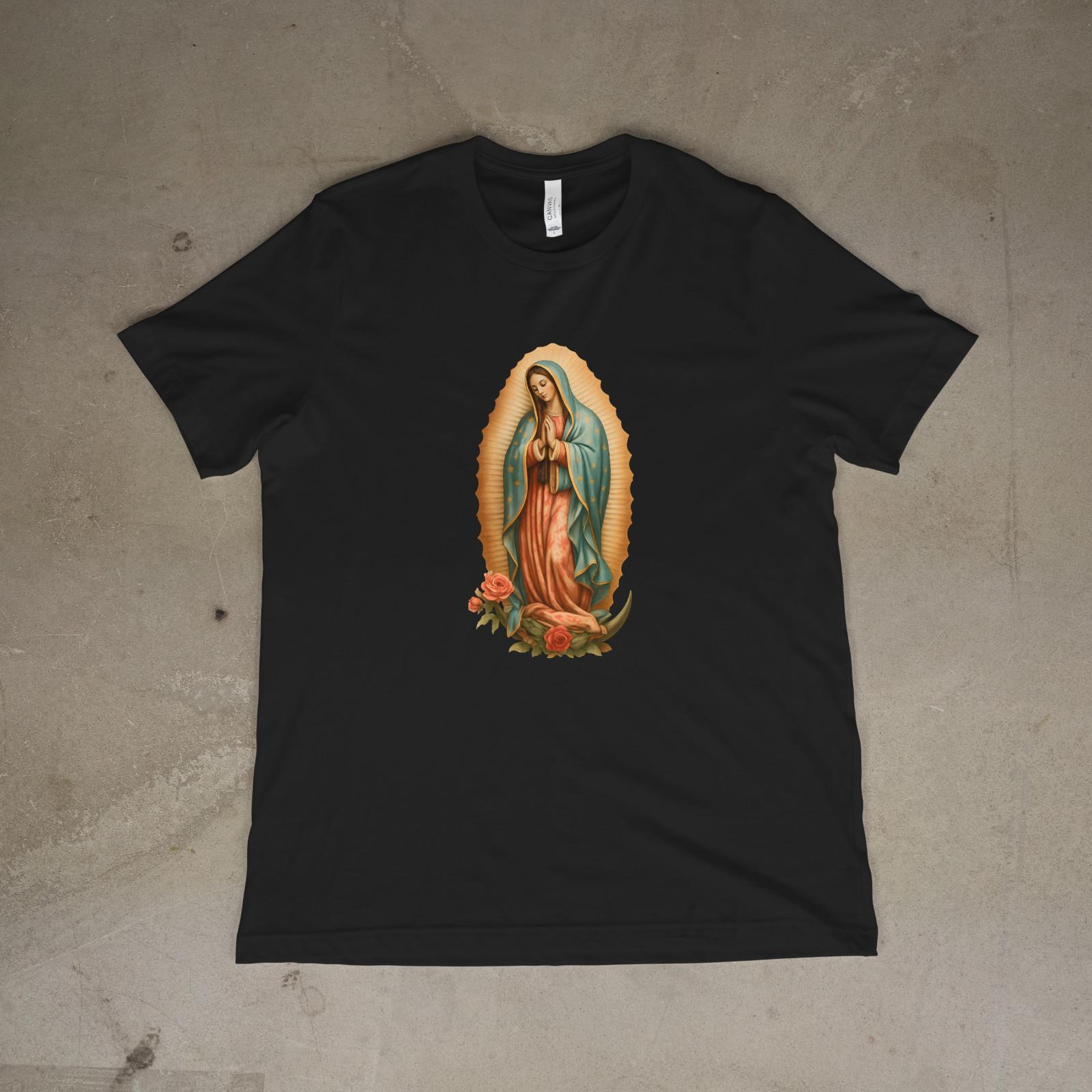 Our Lady of Guadalupe Shirt Catholic Virgin Mary Floral Religious Tee M