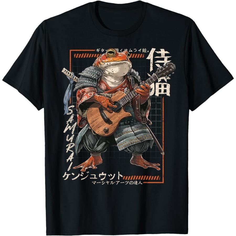 Футболка SHAAMOU Японский Самурай Лягушка Играет на Электрогитаре S