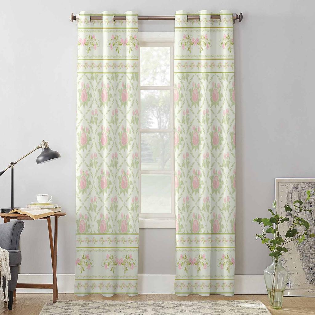 Pastoral Style Flowers Plants Window Curtains for Living Room Luxury Bedroom Curtain Kitchen Blinds Drapes Curtains