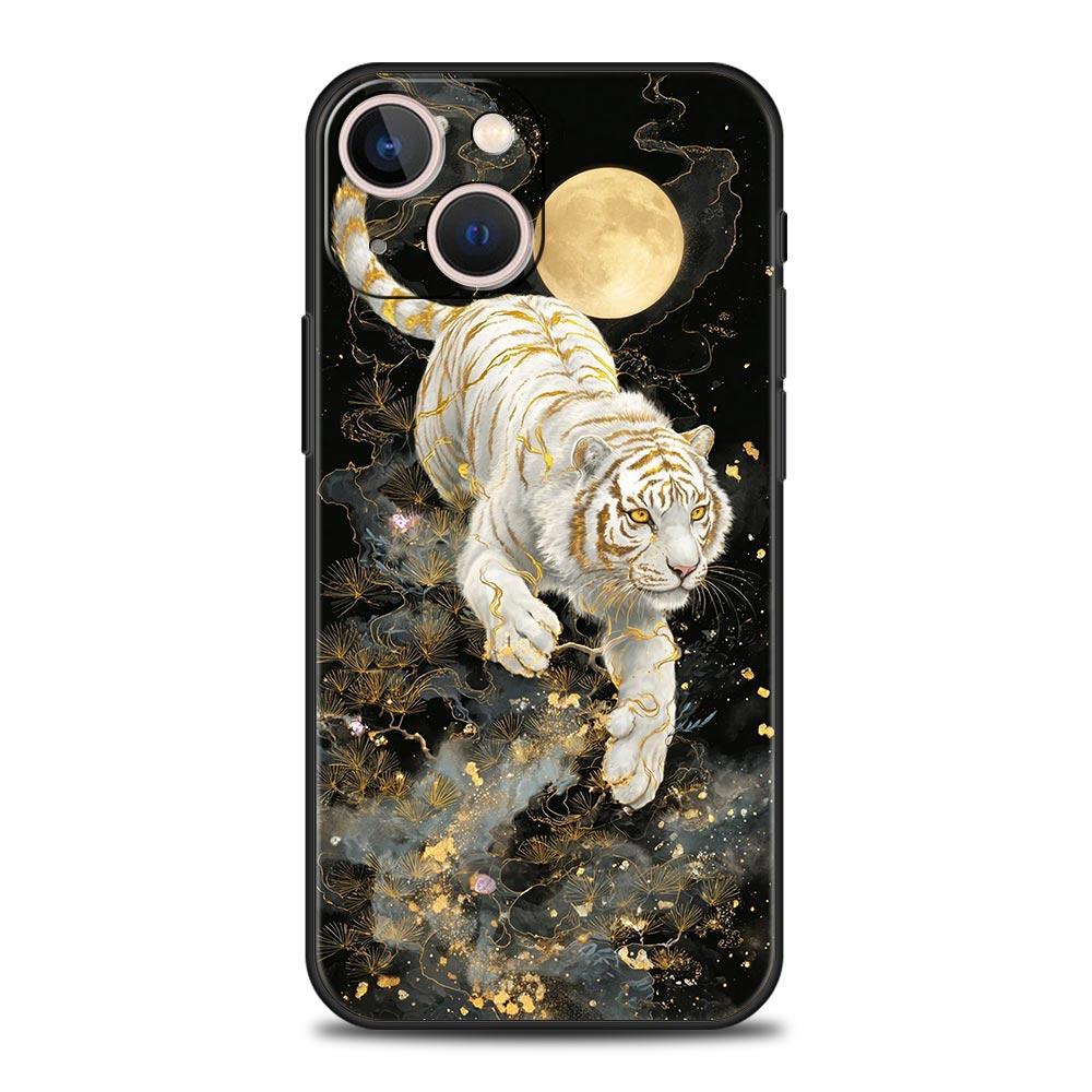 Phone Case For iPhone 17 16e 15 14 13 12 11 Pro Max SE 7 8 Plus Shell iPhone 16 Soft TPU Cover Animal White Tiger