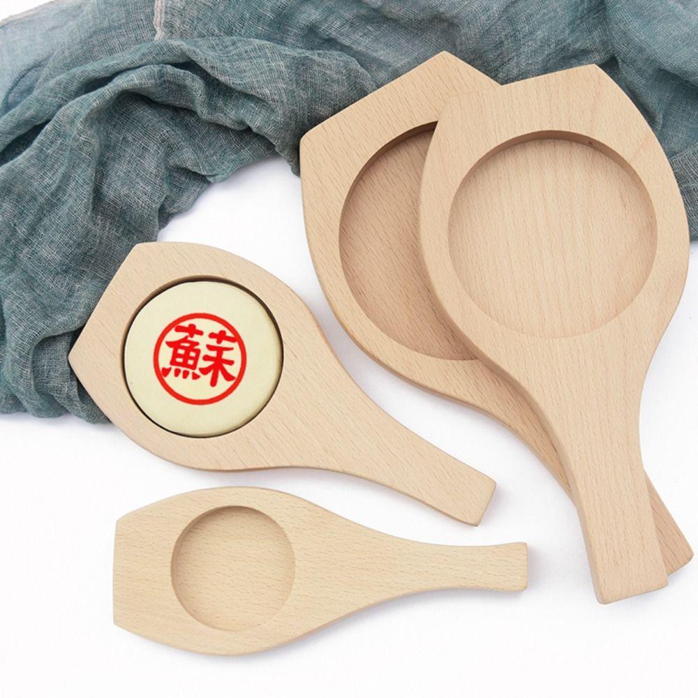 Flat Bottom Wooden Suzhou-style Mooncake Mold Hand Press Cookie Mould Rice Cake Mold Bakery