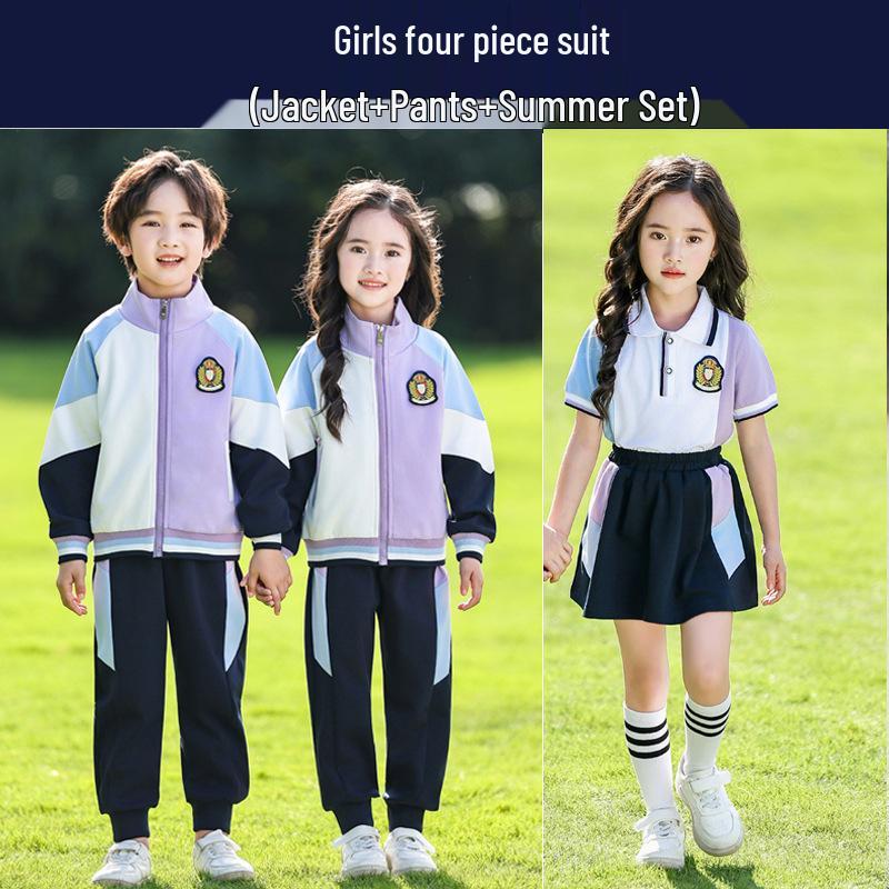 Autumn/Spring Primary School Sports Uniform - Three-Piece Set for Kindergarten & First Grade Children