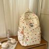 Cute Polka Colorful Dot Cartoon Cat Embroidery Pattern Backpack Students