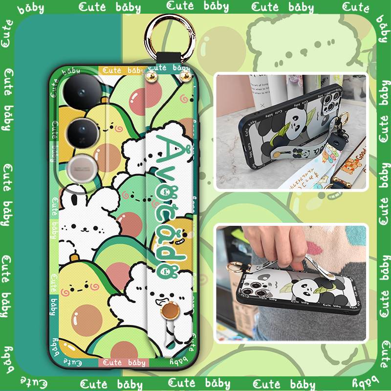Anti-knock Dirt-resistant Phone Case For VIVO V50 Lite 5G Global Back Cover Wristband Silicone Kickstand Waterproof Cute