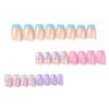 Wearing nail blue French purple nail multicolor wavy white love nail finished nail