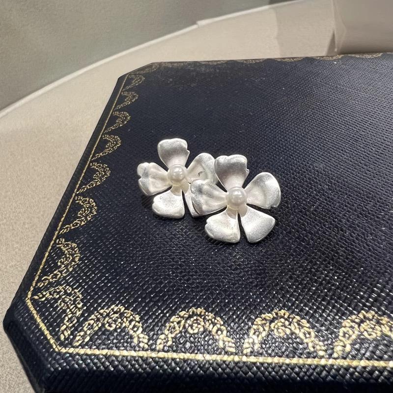 925 Sterling Silver Vintage Earrings For Women Trendy Simple Pearl Flower Earring Jewelry Prevent Allergy Party Accessories