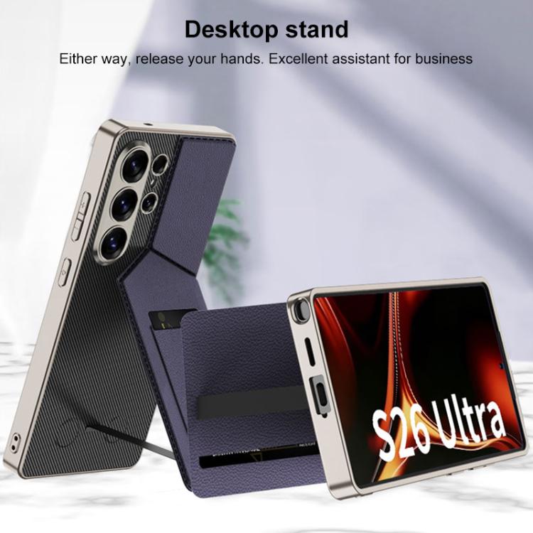 Rotor Bracket Recessed Card Bag Magnetic Phone Case For Samsung Galaxy S26 Ultra 5G, Full Coverage Anti-Fingerprint Shockproof Protective Cover