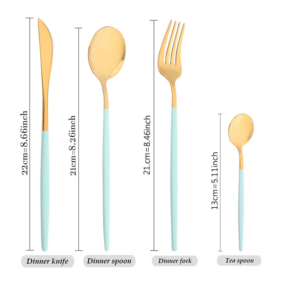 Miętowe złoto 48 sztuk/zestaw lustro zestaw sztućców ze stali nierdzewnej zastawa stołowa nóż obiadowy widelec łyżka łyżeczka sztućce zastawa stołowa na przyjęcie domowe