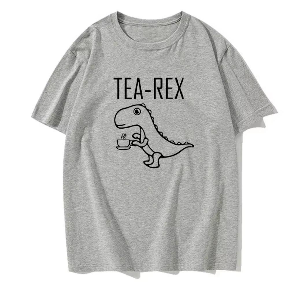 Men's Summer T-Shirt Tea Overlord Funny Dinosaur Drink Coffee T-Shirt Fashion Casual T-Shirt High Quality Streetwear Top T-Shirt