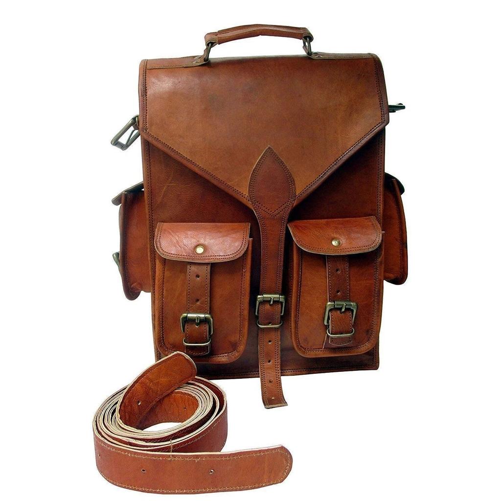 Leather Bag Backpack Rucksack Vintage Men's Laptop Messenger Crafts Genuine New