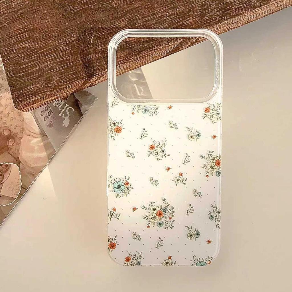 Ins Korean Polka Dot Floral Application Apple 16/17Promax Mobile Phone Case IP15 Large Hole IMD14Pro Women's Model