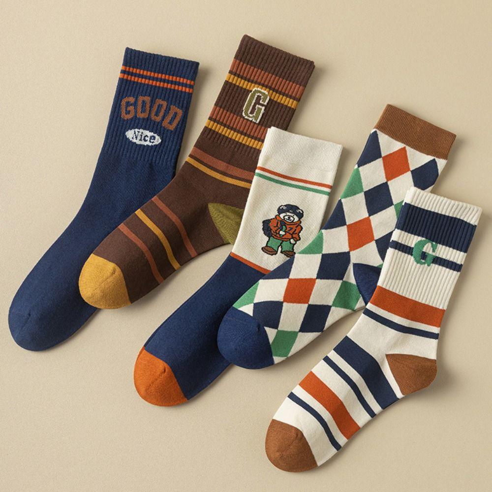 

Korean Style Stripe Socks Harajuku Middle Tube Socks Kawaii Casual Socks Outdoor E