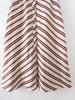 European & American Style Women's V-Neck Striped Midi Dress with Belt, Spring 2026 New Arrivals.