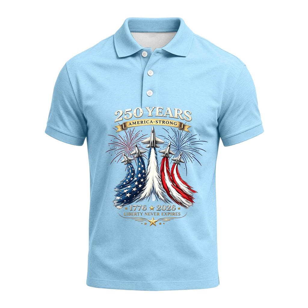 Men's 250th Anniversary Polo Shirt 1776 To 2026 Short Sleeve Casual Fit American Flag Themed Graphic Top