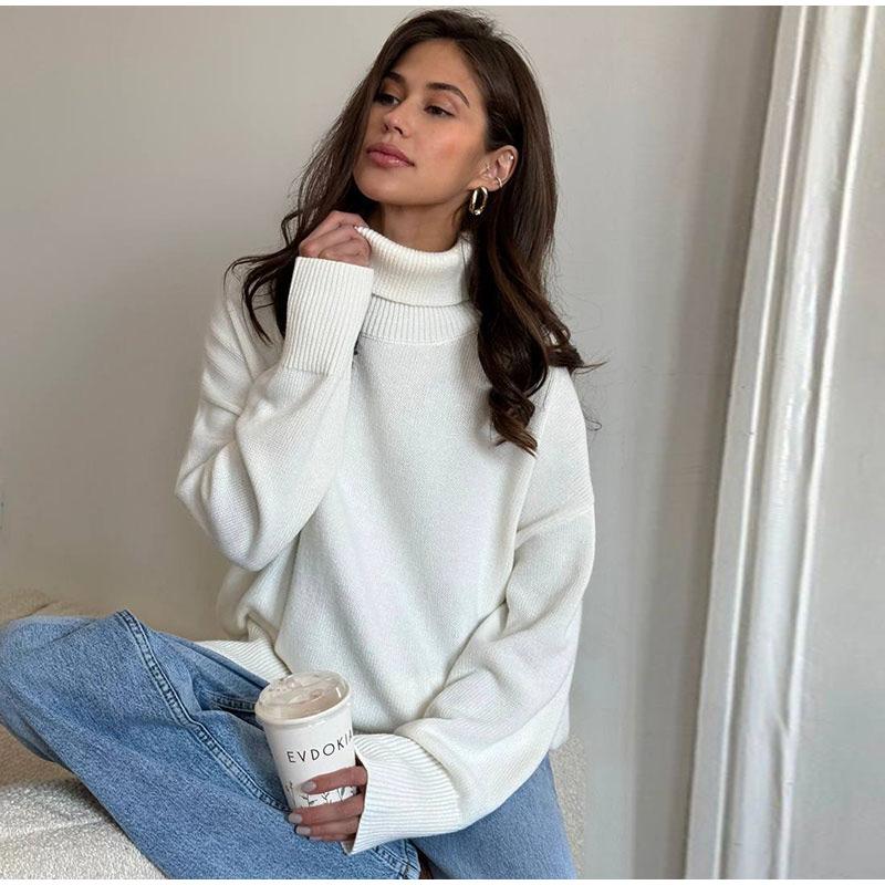 Осень-зима женский свитер модный винтажный женский мягкий теплый вязаный пуловер — фото 14