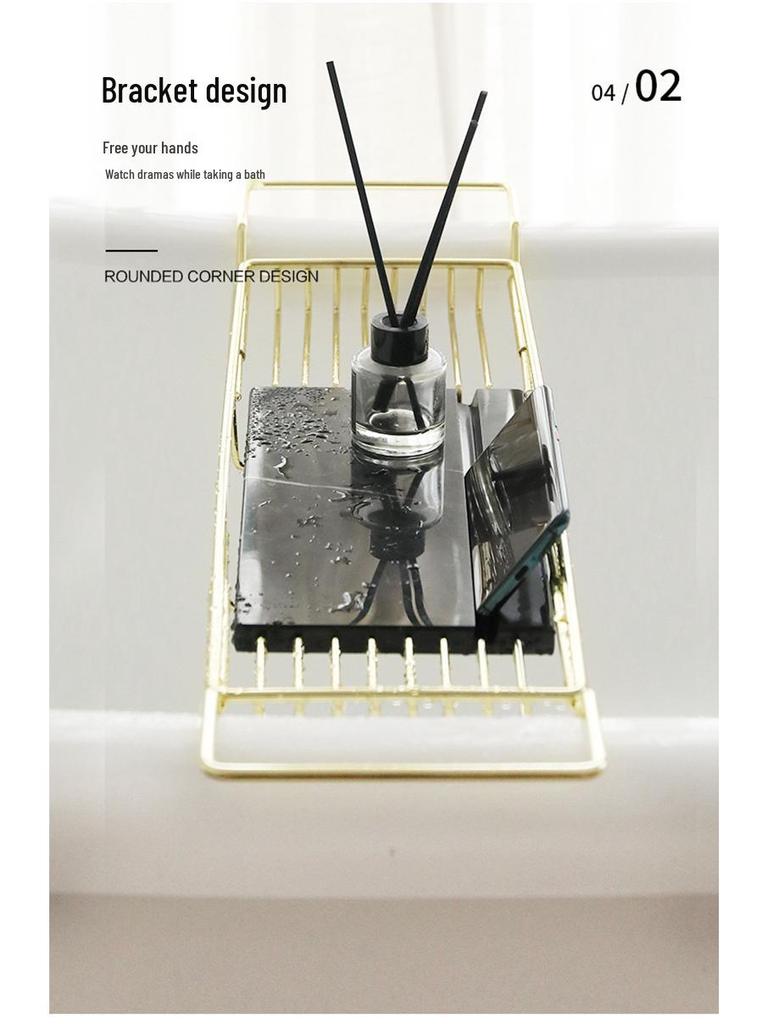 Czarny i Złoty Marmur Stal Nierdzewna Organizer do Wanny i Stojak do Moczenia