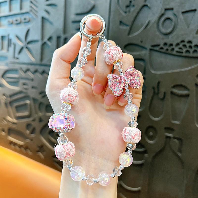 Elegant Beaded Butterfly Tassel Phone Charm Keychain Accessory