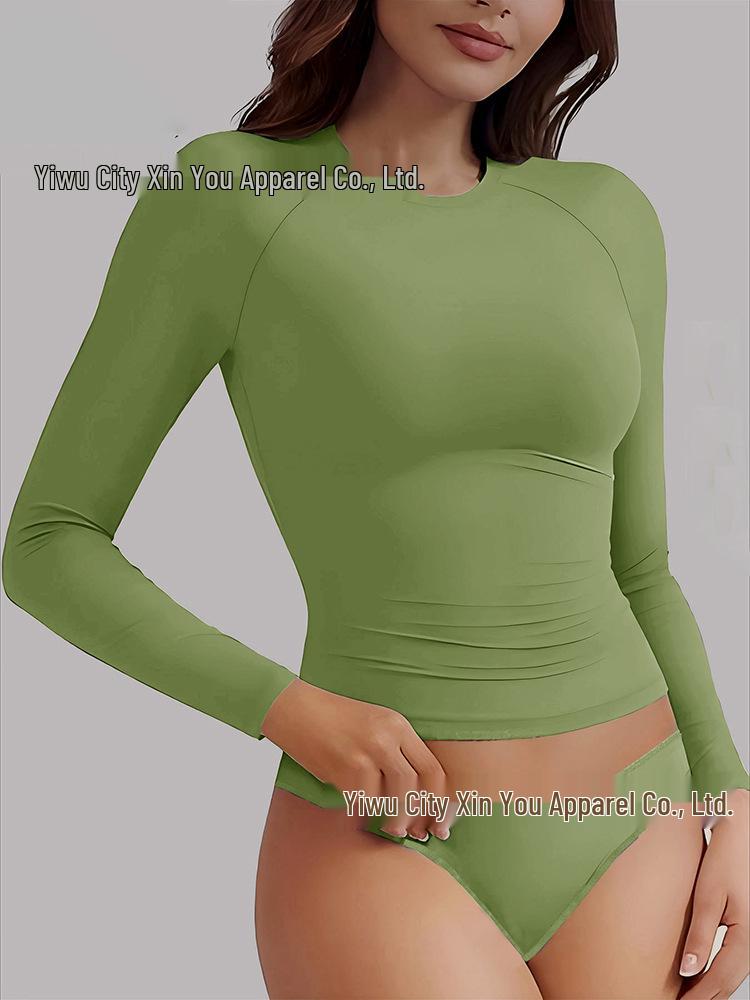 

Women s Quick-Dry Seamless Sportswear Set - Long Sleeve Yoga Top & Slimming Shorts Medium світло-зелений колір