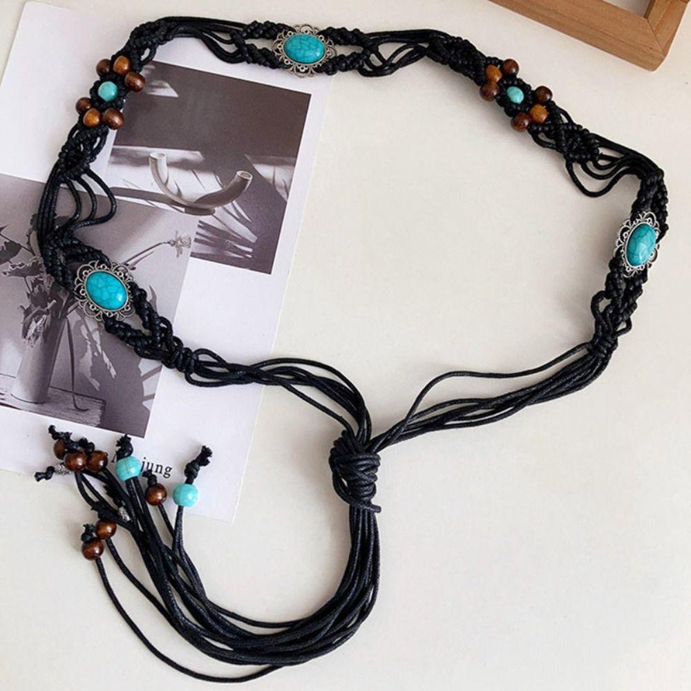 Vielseitiger gewebter Gürtel Ethnischer Stil Kleiderkette Taille Bunter geflochtener Taillengürtel Damen