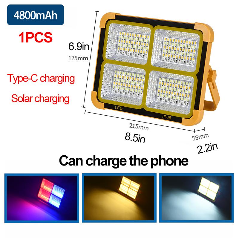 Solar Camping Lantern Portable Camping Light Rechargeable Flashlight LED Tent Light Emergency Lighting Waterproof Searchlight