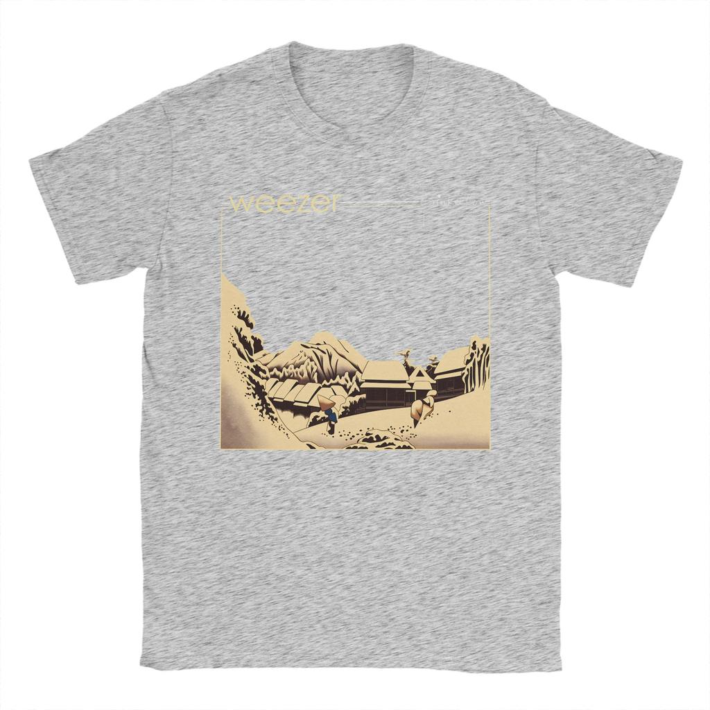 Weezer Band T Shirt Beach  Cotton T Shirts For Men Trending Custom Logo Tee Shirt Short Sleeves Y2K Funny Tees