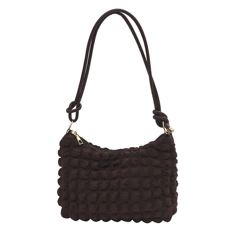 

Женская мягкая плиссированная сумка-тоут под мышкой темно-коричневого