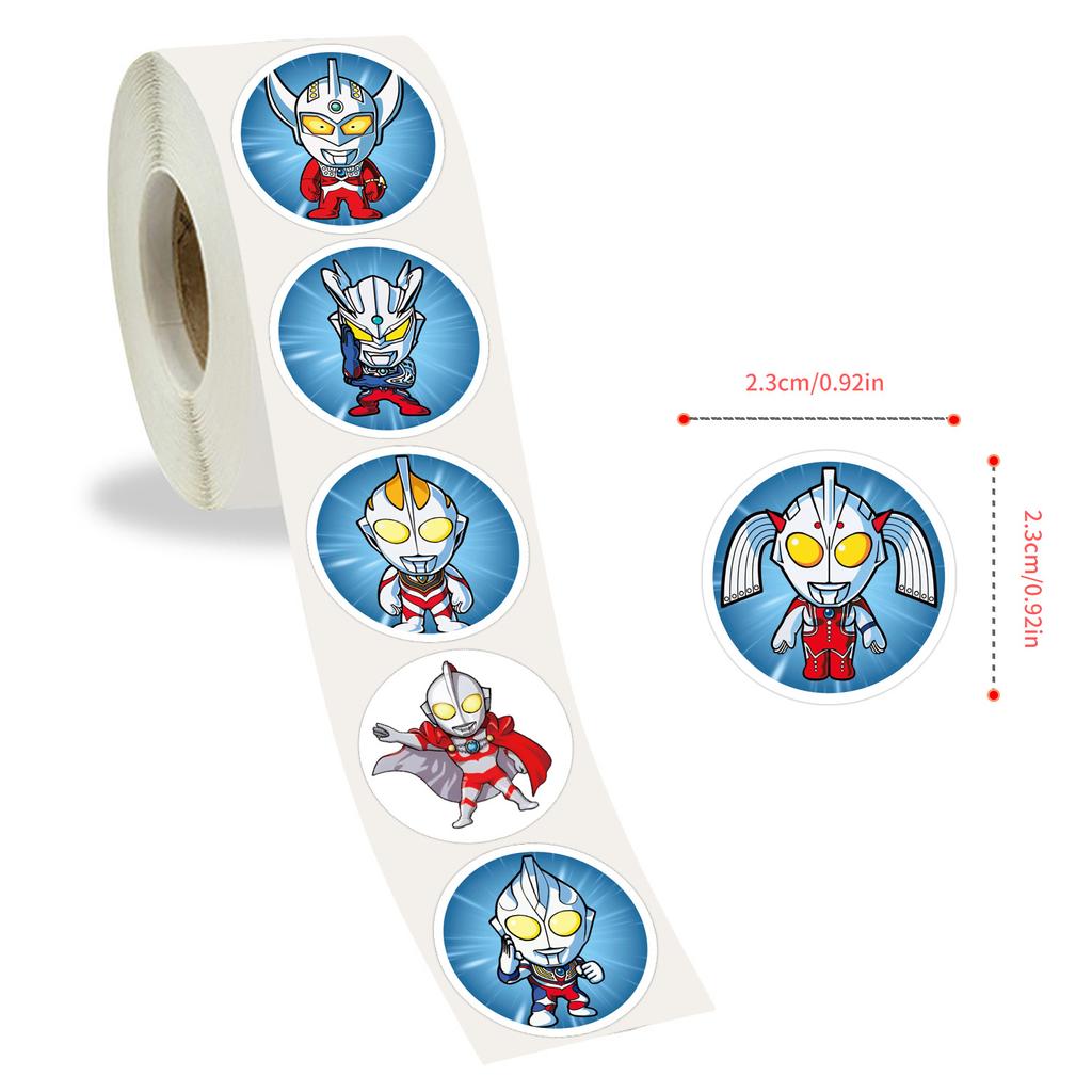500 Aufkleber/Rolle Cartoon Ultraman Rollenaufkleber Belohnungsaufkleber Kreative Handbuchrollen Personalisierbares Klebeband