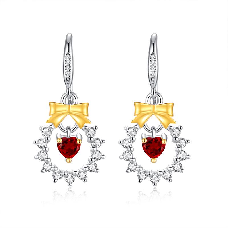 

Natural spar bow garland earrings fashionable high-end tassel s925 sterling silver earrings femininity niche earrings fashionable retro jewelry gifts 925 silver