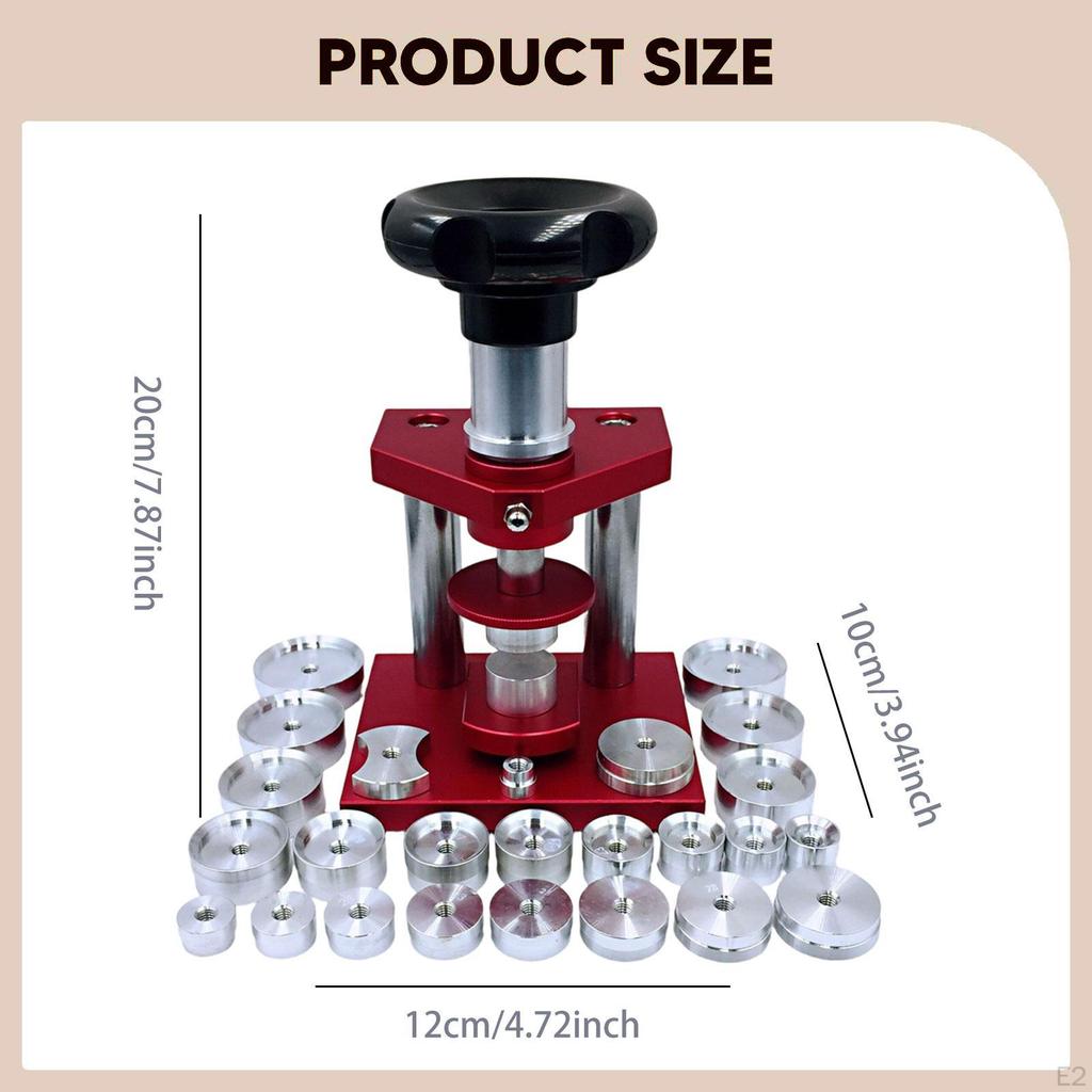 Watch Press Tool Set Back Case Closer with Aluminum Dies, Watchmaker Repair Kit,