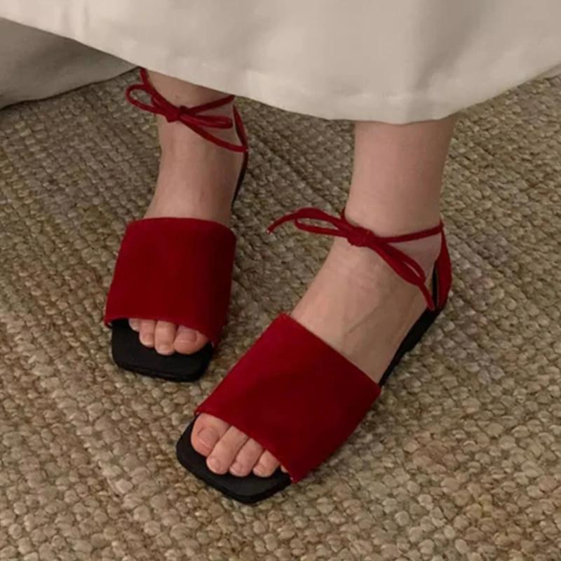 Fashion Square Toe Women's Sandals Flats Casual Shoes 2025 Summer Walking Comfort Shoes Open Toe Slides Fashion Beach Flip Flops Shoes