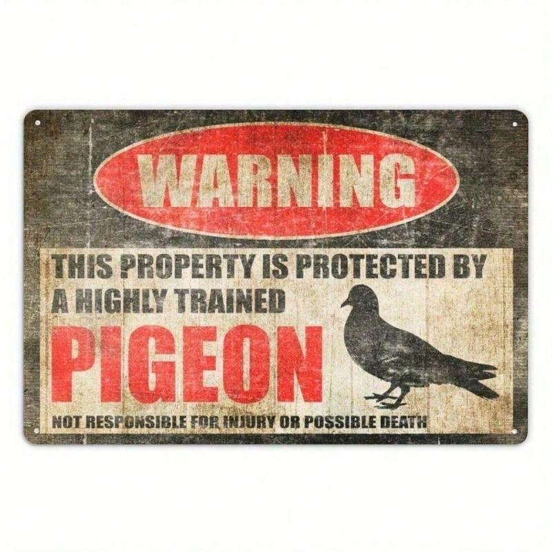 

Vintage Metal Poster No Trespassing Sign Pigeon Wall Art for Garden