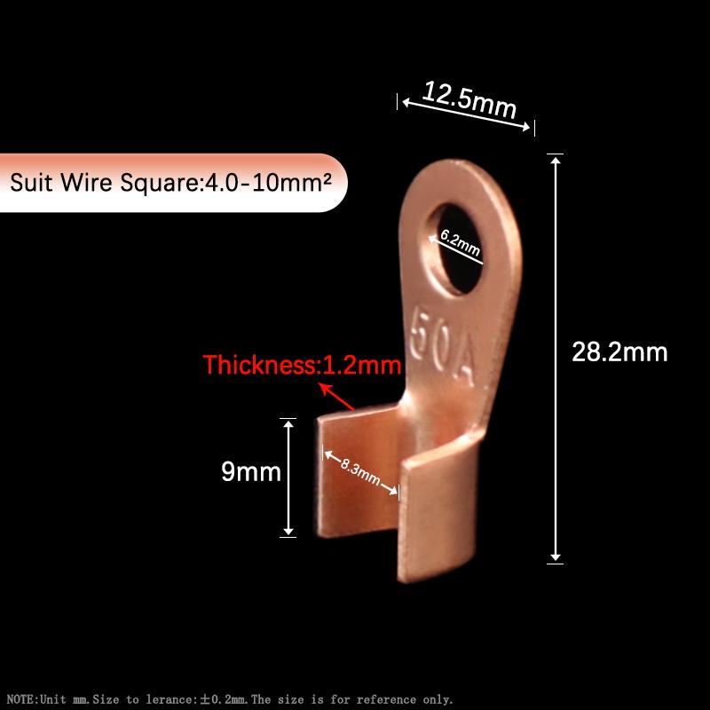 10/50pcs OT Terminal OT3A-OT300A Bare Copper Cable Lug Ring Crimp Connector Non-Insulated for Battery Electrical Wire
