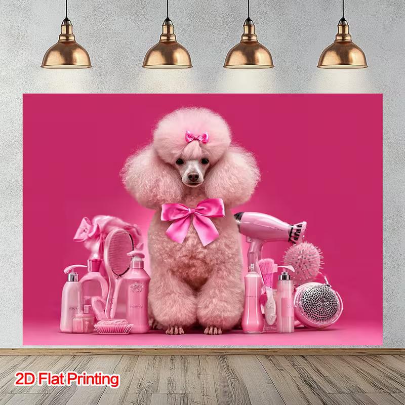 

2D Flat Printing Pink Poodle Backdrop for Pet Salon & Girl s Room Decor 47.2x31.5inch/120*80cm