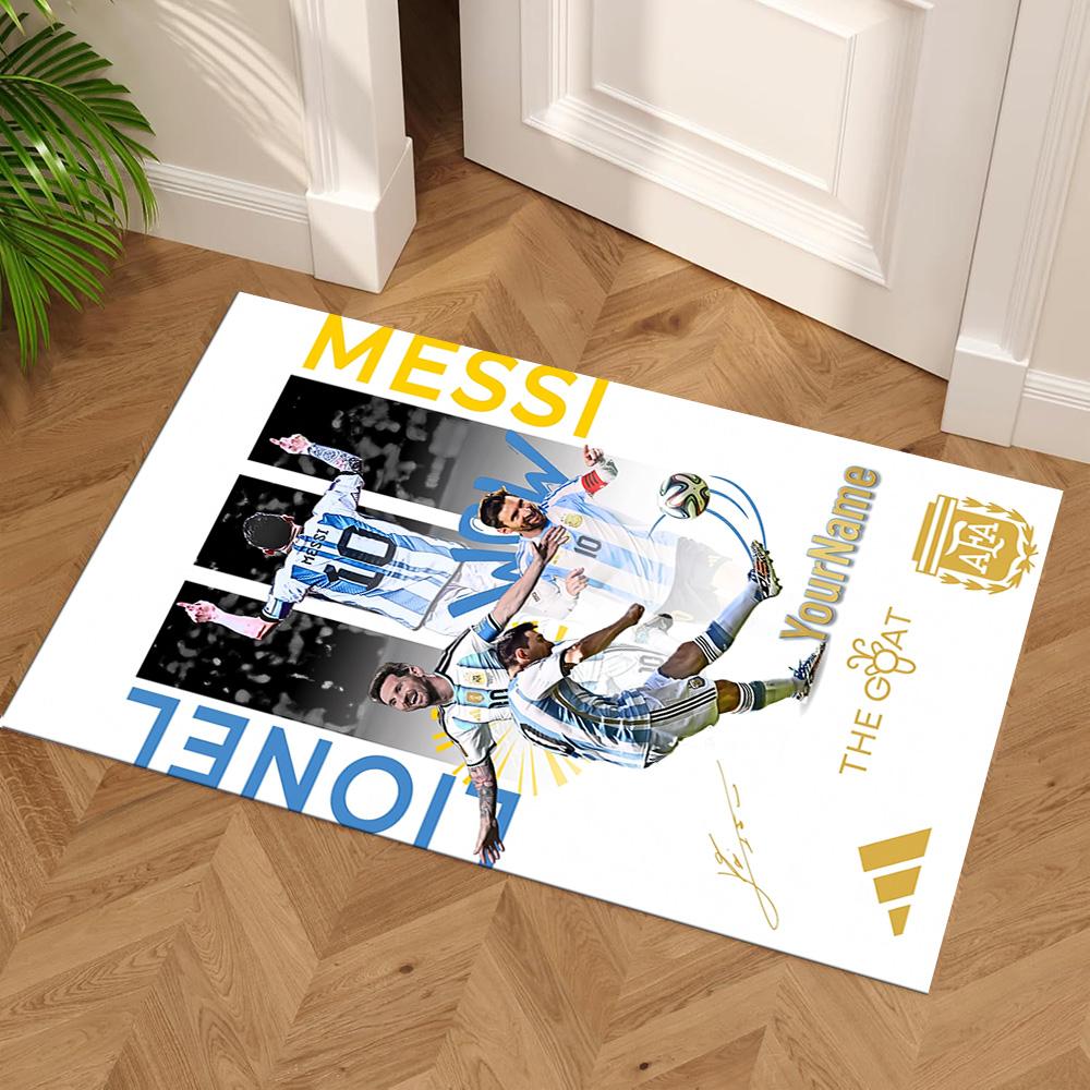 Messi Personalized Text Carpet Design for Foyer Bedrooms Entryway Playrooms Antislip Carpet Anime Office Decor Perfect Birthday/Christmas Gift Idea