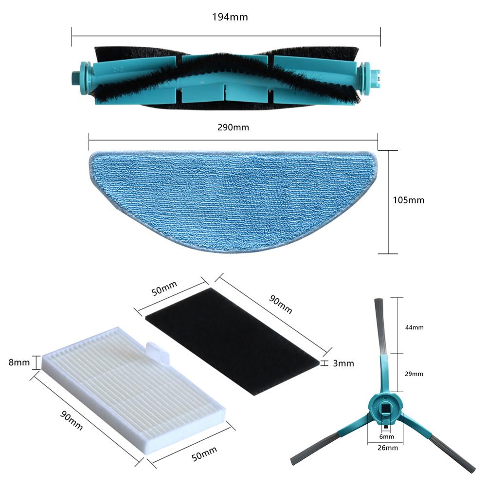 1 Set für MEDION X41 SW / X41 SW+ / X42 SW+ Hauptseitenbürste Filter Wischmopp-Tuch-Set Staubsaugerzubehör Ersatzteil zum Austauschen