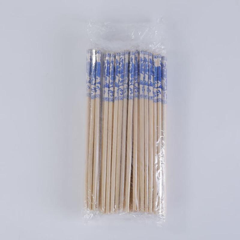 ZISIZ Disposable Bamboo Chopsticks with Blue & White Porcelain Design