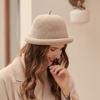 Autumn and winter wool hat women's fashion bucket hat big eaves dome cute top hat woolen adult