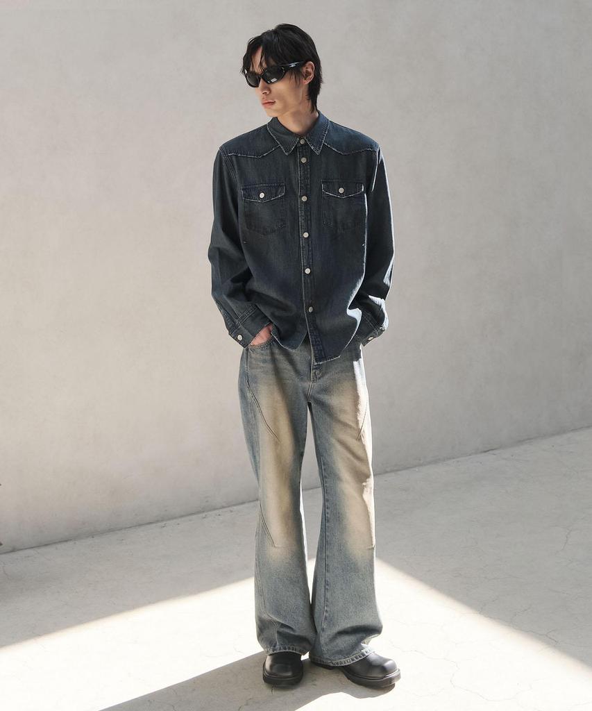 SENTAIR Oil Vintage Western Denim Shirt_D1